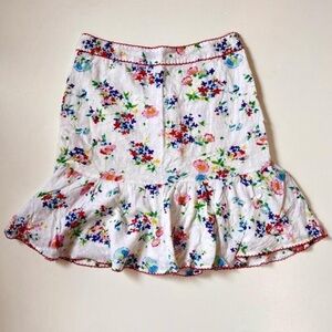 Odille Embroidered Floral Ruffle Hem Skirt